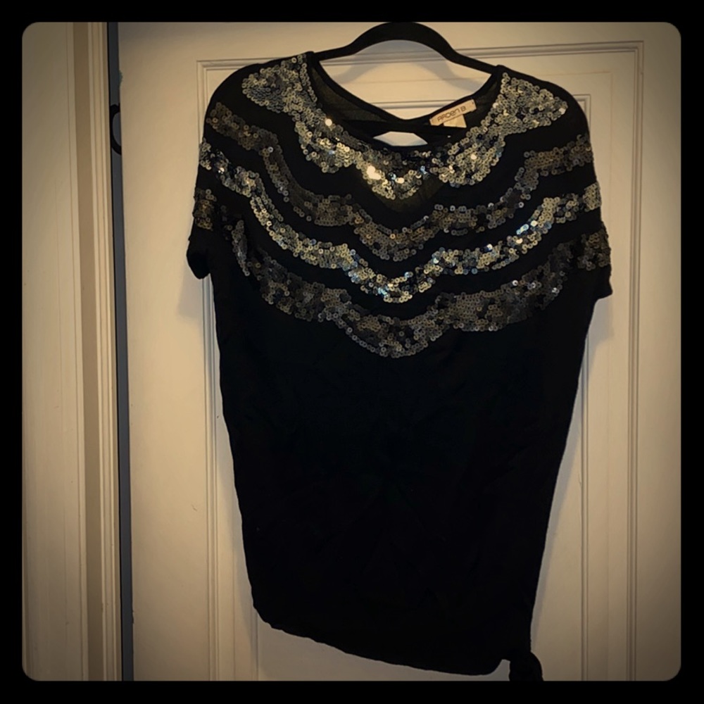 Arden B. Multi tiered sequin sweater top size xs